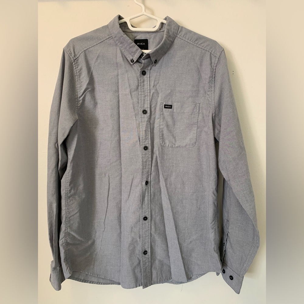 Men’s RVCA long sleeve gray button down shirt
